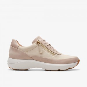 Beige Clarks Women's Tivoli Zip Sneakers | 540SXYFVJ