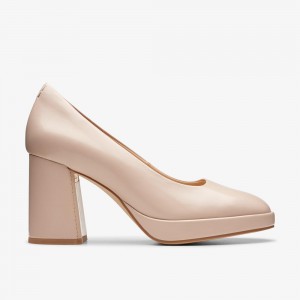 Beige Clarks Women's Zoya 85 Court Pumps | 874FYMPUQ