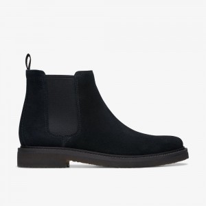 Black Clarks Men's Clarkdale Easy Chelsea Boots | 285TLNZMV