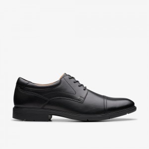 Black Clarks Men's Eldredge Cap Oxfords | 613CLWAUE