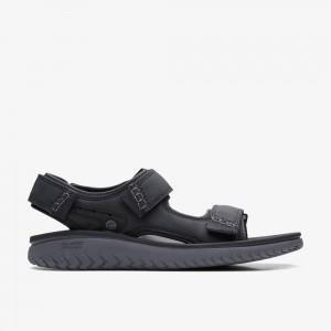 Black Clarks Men's Wesley Bay Flat Sandals | 342TMWVJA