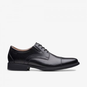 Black Clarks Men's Whiddon Cap Oxfords | 247PUNOYT