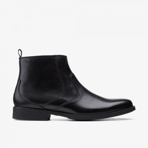 Black Clarks Men's Whiddon Zip Boots | 491VCDWNL