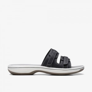 Black Clarks Women's Breeze Piper Flat Sandals | 201LXDNPY