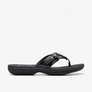 Black Clarks Women's Breeze Sea Flip Flops | 362ZIVCRY