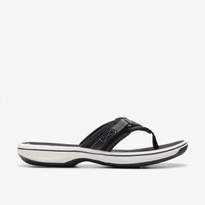 Black Clarks Women's Breeze Sea Flip Flops | 514LNDJWQ