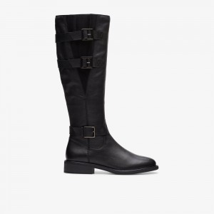 Black Clarks Women's Cologne Up Knee High Boots | 497JZMKES