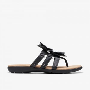 Black Clarks Women's Elizabelle Mae Flat Sandals | 389YIMEOR