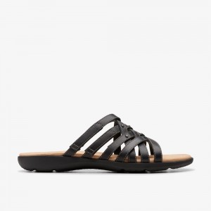 Black Clarks Women's Elizabelle Rio Flat Sandals | 189VAZEIG