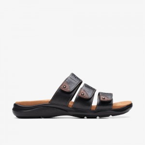 Black Clarks Women's Kitly Walk Flat Sandals | 073BSOQGD