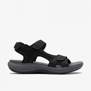 Black Clarks Women's Mira Bay Flat Sandals | 960OLXBTW