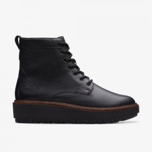 Black Clarks Women's Orianna Lace Boots | 196GCHBNS