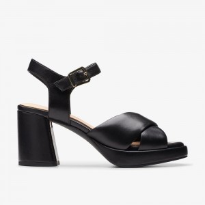 Black Clarks Women's Ritzy 75 Rae Heeled Sandals | 051TKHAJQ