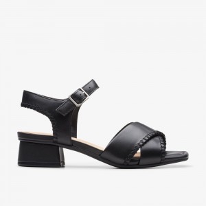 Black Clarks Women's Serina 35 Cross Heeled Sandals | 543UMZFXV