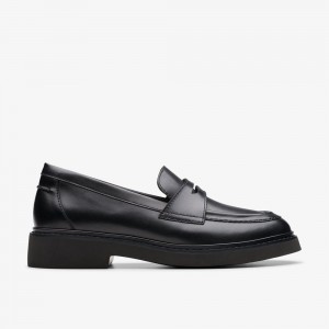 Black Clarks Women's Splend Edge Loafers | 073VACMPL