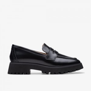 Black Clarks Women's Stayso Edge Loafers | 073NAVYKL