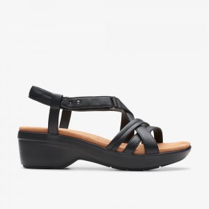 Black Clarks Women's Tuleah May Heeled Sandals | 762BXEJDP