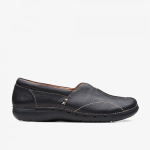 Black Clarks Women's Un Loop Stride Slip On Shoes | 890PCATWG