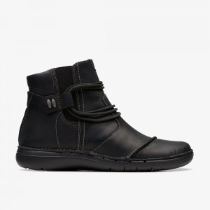 Black Clarks Women's Un Loop Up Boots | 725NEUWJD