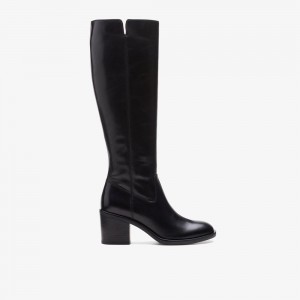 Black Clarks Women's Valvestino Hi Knee High Boots | 641YBDGCF