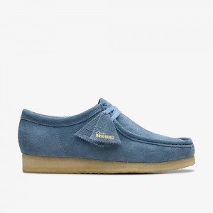 Blue Clarks Men's Wallabee Slip On Shoes | 014MKOYEC