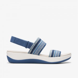 Blue Clarks Women's Arla Stroll Wedge Sandals | 429HDSNQO