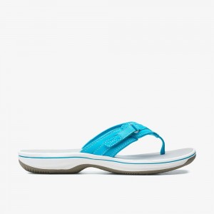 Blue Clarks Women's Breeze Sea Flip Flops | 578WNALPX