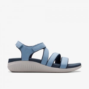 Blue Clarks Women's Glide Hi Ella Wedge Sandals | 519SVRHJD