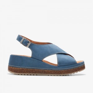 Blue Clarks Women's Kassanda Step Wedge Sandals | 139LMZIPA