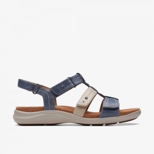 Blue Clarks Women's Kitly Step Flat Sandals | 541EJTAQD