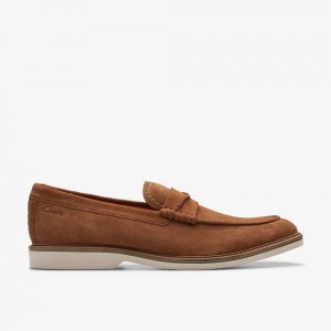 Brown Clarks Men's Atticus Lt Slip Loafers | 684XHLEQW