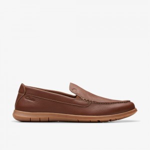 Brown Clarks Men's Flexway Step Loafers | 645UWSJPB