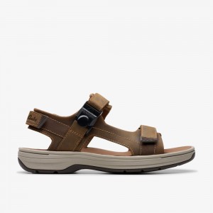 Brown Clarks Men's Saltway Trail Flat Sandals | 962MZNLQT