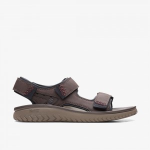 Brown Clarks Men's Wesley Bay Flat Sandals | 650NZUETO