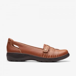 Brown Clarks Women's Carleigh Eliza Slip On Shoes | 045WOTHXJ