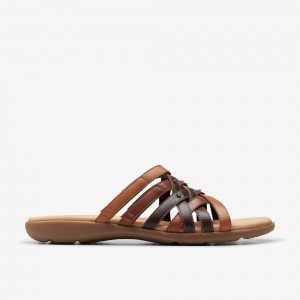 Brown Clarks Women's Elizabelle Rio Flat Sandals | 076JDHINE