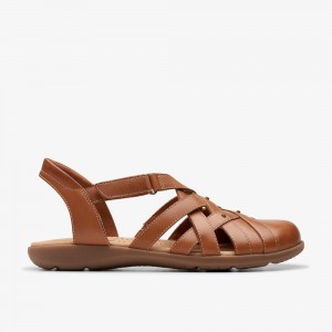 Brown Clarks Women's Elizabelle Sea Flat Sandals | 926JGOHWT