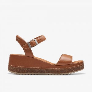 Brown Clarks Women's Kassanda Lily Wedge Sandals | 917QXCSBR