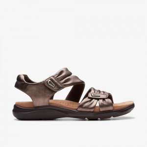 Brown Clarks Women's Kitly Ave Flat Sandals | 298GBWSHD