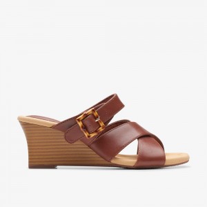 Brown Clarks Women's Kyarra Judi Wedge Sandals | 416UIFKQB