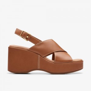 Brown Clarks Women's Manon Wish Wedge Sandals | 315IAFUVM