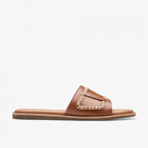 Brown Clarks Women's Maritime Mule Flat Sandals | 714HUNLYX