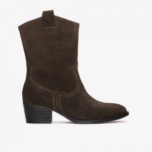 Brown Clarks Women's Octavia Up Mid Boots | 871CDUHXI