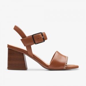 Brown Clarks Women's Siara 65 Buckle Heeled Sandals | 043UCSPAI