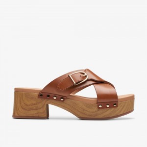 Brown Clarks Women's Sivanne Walk Heeled Sandals | 025XRODYH