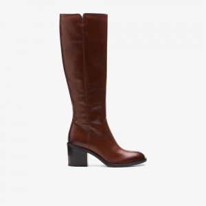 Brown Clarks Women's Valvestino Hi Knee High Boots | 813AHRVEB