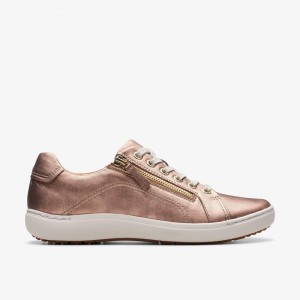 Gold Clarks Women's Nalle Lace Sneakers | 947XCLRPH