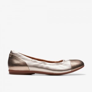 Gold Clarks Women's Rena Jazz Ballet Flats | 315VDHSUF