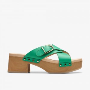 Green Clarks Women's Sivanne Walk Heeled Sandals | 601UTSDPI