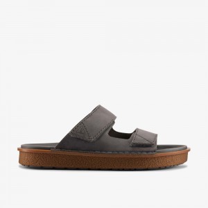 Grey Clarks Men's Litton Strap Flat Sandals | 439DXQGSR